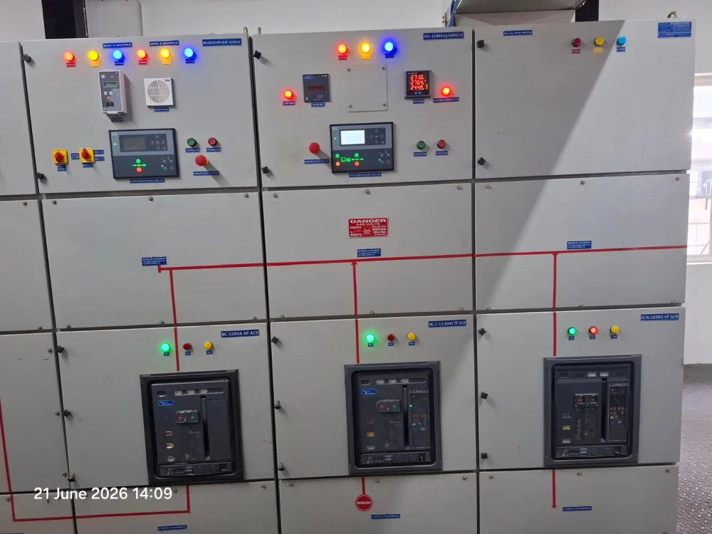 DG incomer, bus-coupler and outgoing ACB panels with multifunction meters
